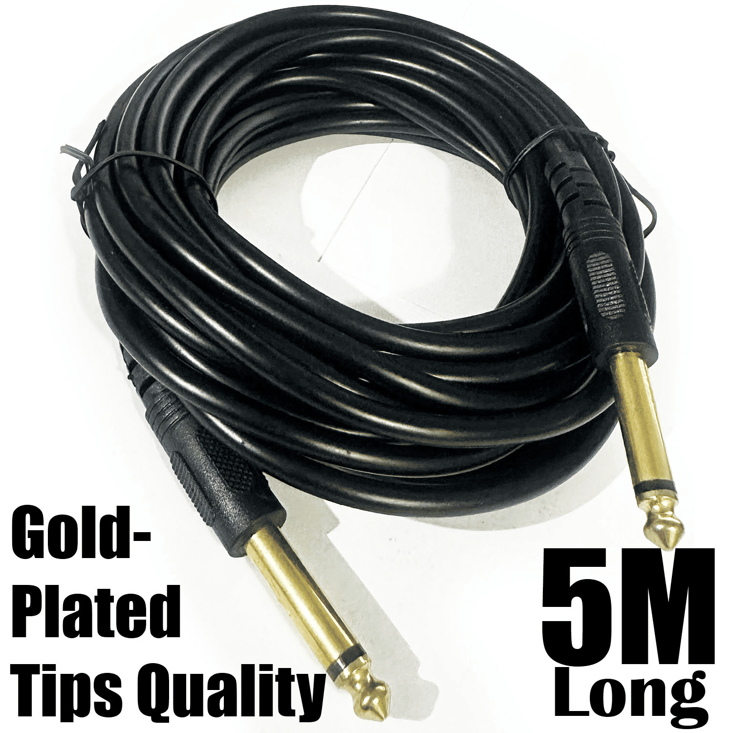 Generic 6.5mm Male to Male Mono Audio Cable 5m Black