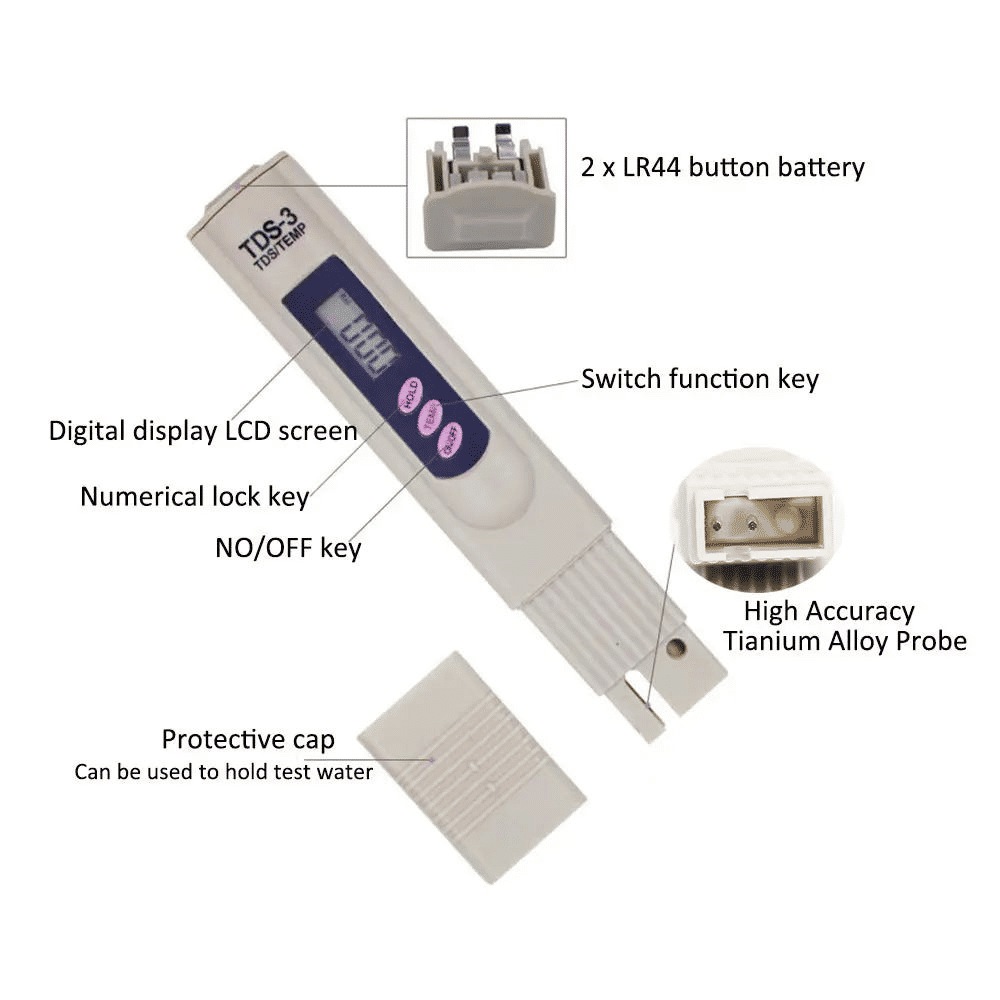 Water Quality Tester Digital TDS Meter Set 0-9990 Ppm Range