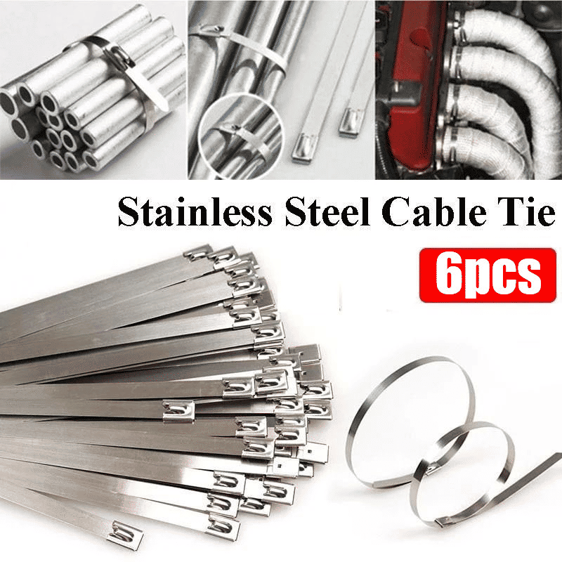 Stainless Steel Self-Locking Cable Ties 6-Piece Set 4.6x400mm