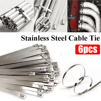 Stainless Steel Self-Locking Cable Ties 6-Piece Set 4.6x400mm