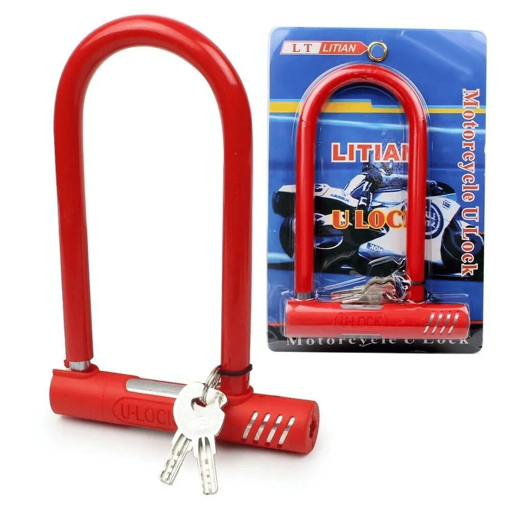 Generic U-Lock Steel Padlock for Bike Motorcycle Scooter Red