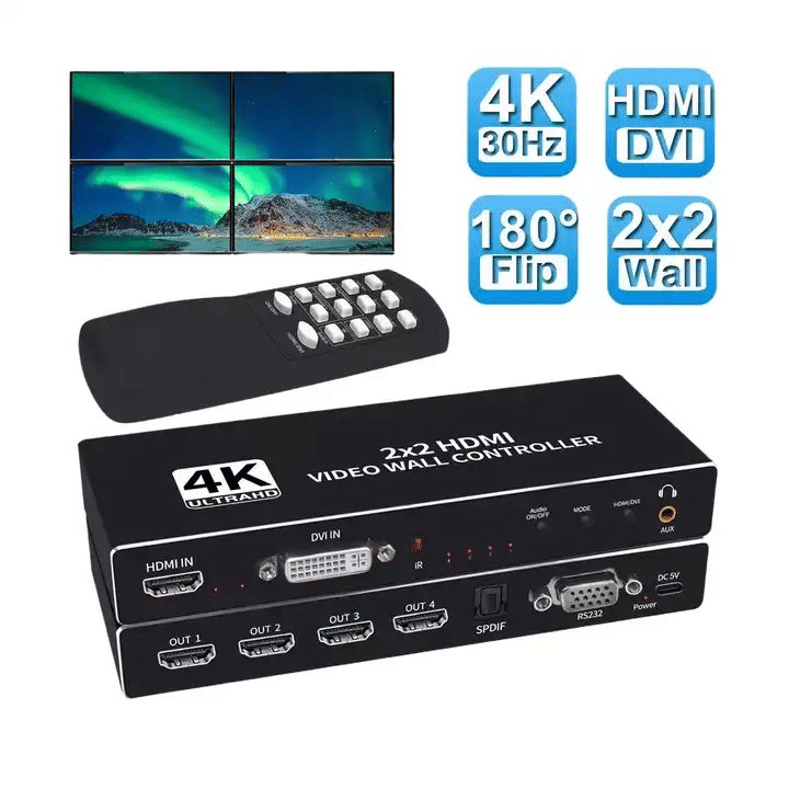 4K 2x2 HDMI Video Wall Controller 4 Screen Processor Splicer