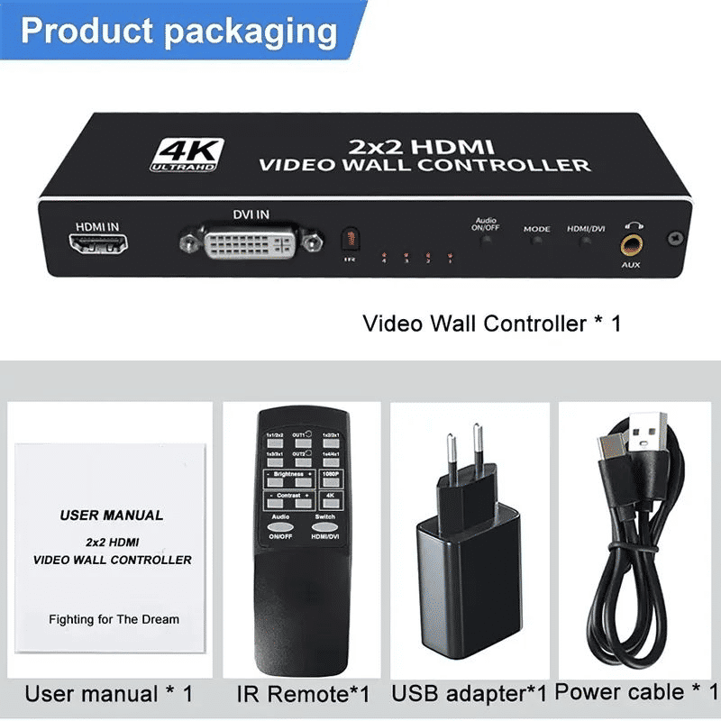 4K 2x2 HDMI Video Wall Controller 4 Screen Processor Splicer