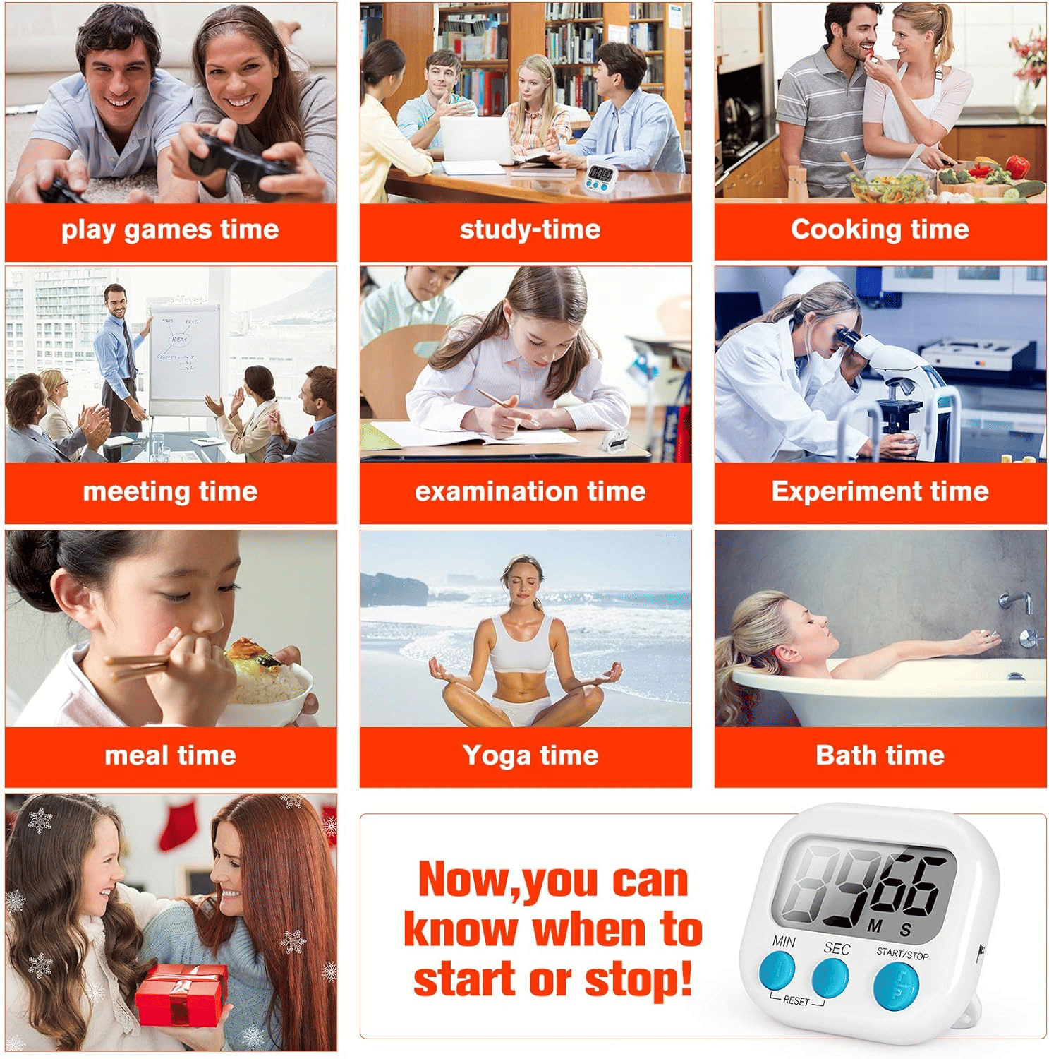 Magnetic Digital Kitchen Timer 2 Pack Loud Alarm White