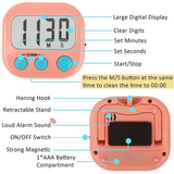 Generic Digital Kitchen Timer Large Display Magnetic Stand Pink
