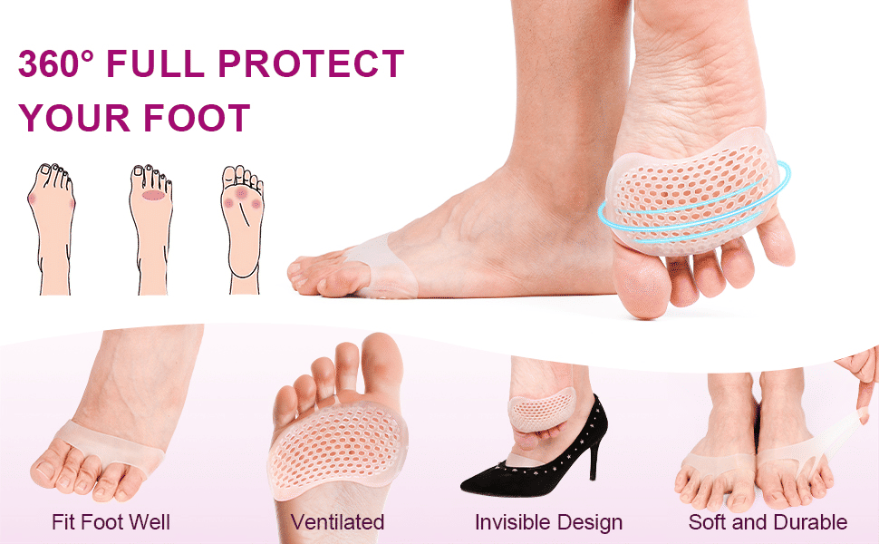 Generic Anti-Crack Silicone Heel and Forefoot Pad Set 2 Pairs