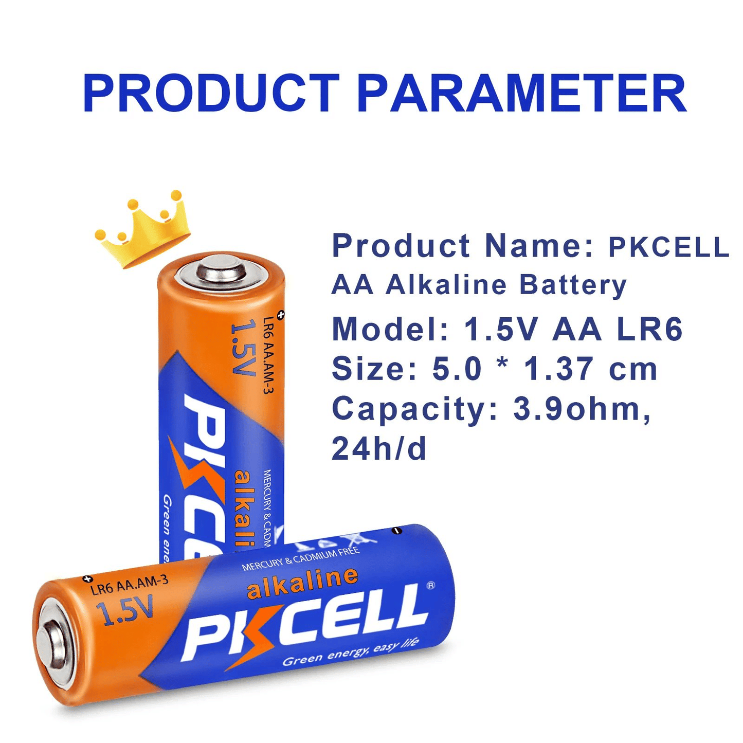 PKCell AA Alkaline Batteries 1.5V LR6 Pack