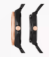 Fossil Evanston His and Her Black Multifunction Watch Set