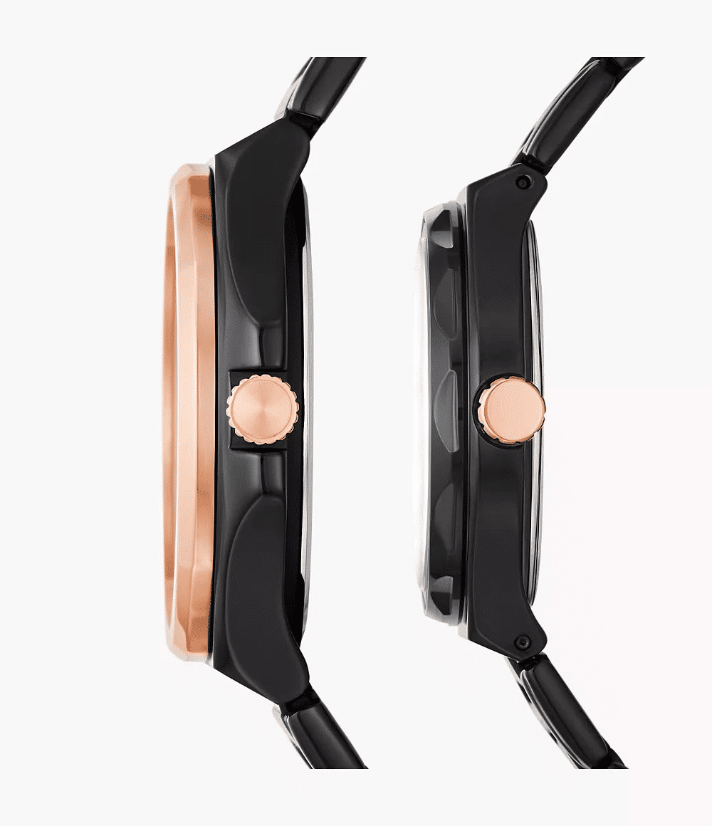 Fossil Evanston His and Her Black Multifunction Watch Set