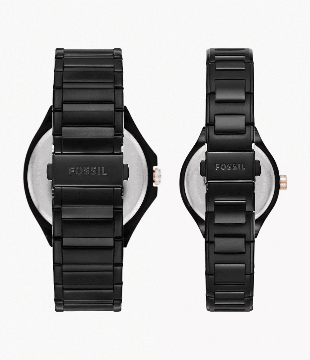Fossil Evanston His and Her Black Multifunction Watch Set