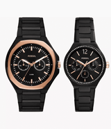 Fossil Evanston His and Her Black Multifunction Watch Set