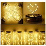 Generic Solar Mason Jar LED Fairy String Lights 20 LED Silver