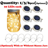 Generic Solar Mason Jar LED Fairy String Lights 20 LED Silver