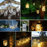 Generic Solar Mason Jar LED Fairy String Lights 20 LED Silver