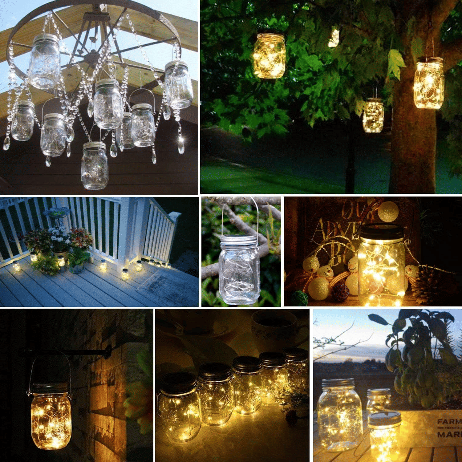 Generic Solar Mason Jar LED Fairy String Lights 20 LED Silver