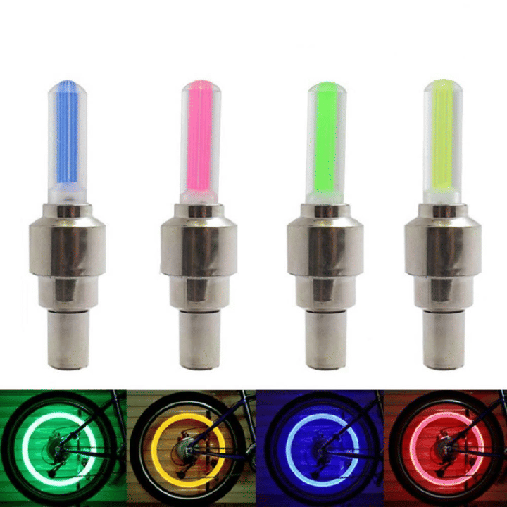 4PCS Bicycle Bike LED Lights Tire Valve Cap Flashlight Auto Car Motorcycle Tire Air Valve Wheel Spokes Light Bike Accessories