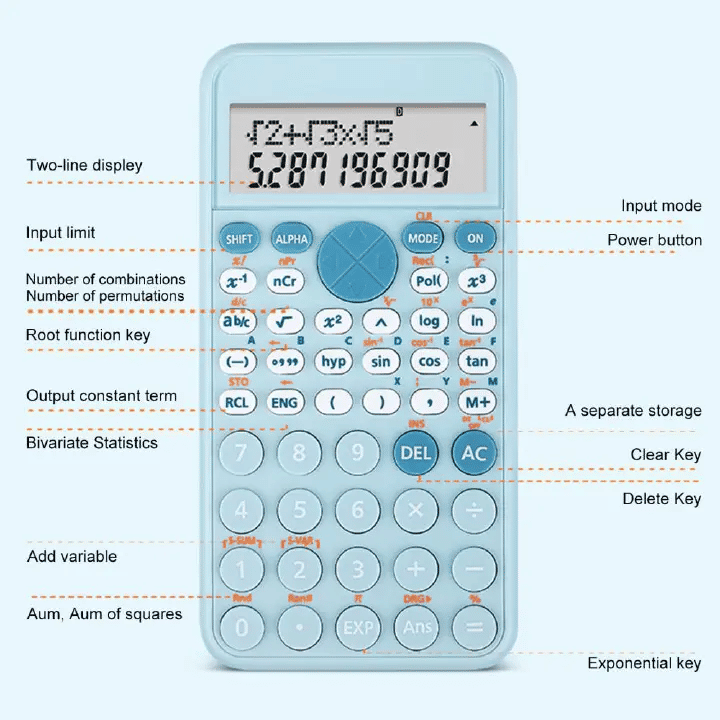 VEDO Scientific Calculator 240+ Functions Dual Power KCSE Approved Blue