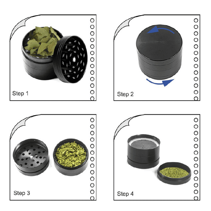 4-Layer Zinc Alloy Metal Tobacco Herb Grinder Spice Mill Crusher Kitchen Tool 35mm Black