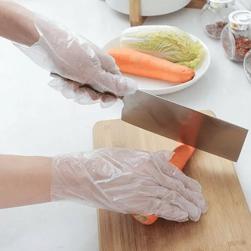 100-Pack Clear Disposable Plastic Gloves Food Grade PE for Kitchen Cooking Cleaning