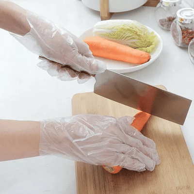 100-Pack Clear Disposable Plastic Gloves Food Grade PE for Kitchen Cooking Cleaning