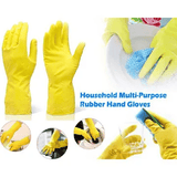Washable Reusable Rubber Hand Gloves Germ Protection Waterproof Yellow