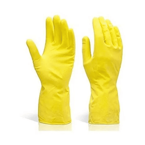 Washable Reusable Rubber Hand Gloves Germ Protection Waterproof Yellow