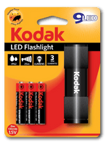 Kodak 9 LED Waterproof Torch with 3 Heavy Duty Batteries 25m Range