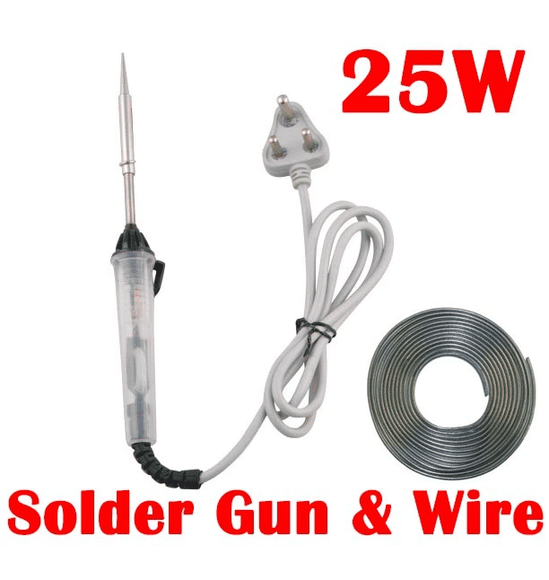 25W Electric Soldering Gun Iron Kit with 2M Solder Wire Metal Plastic Lightweight
