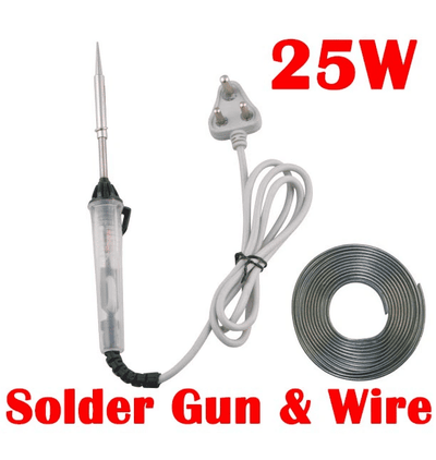 25W Electric Soldering Gun Iron Kit with 2M Solder Wire Metal Plastic Lightweight
