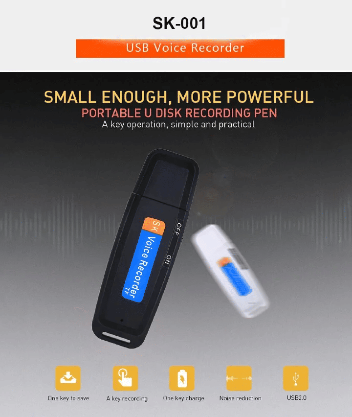 Spy Audio Digital Voice Recorder USB Disk Drive for Windows & Mac Upto 32GB