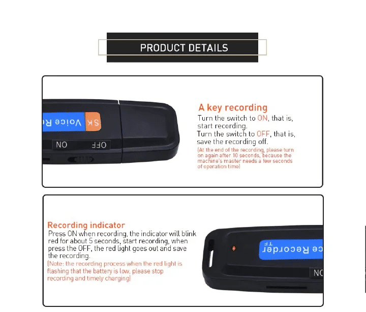 Spy Audio Digital Voice Recorder USB Disk Drive for Windows & Mac Upto 32GB
