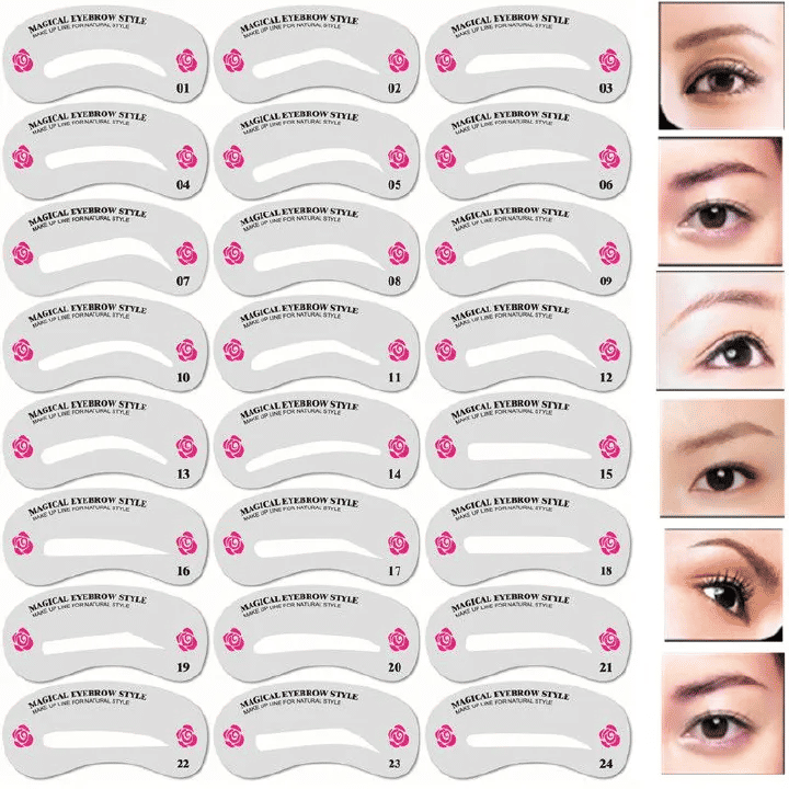 24 Styles Eyebrow Shaping Stencils Makeup Shaper Tools Templates