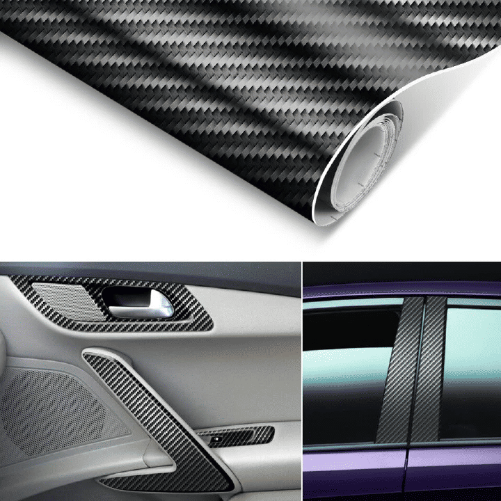 3D Carbon Fiber Vinyl Car Wrap Sheet Roll Film Sticker Decal Black