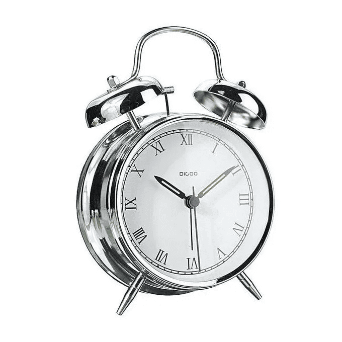 Digoo DG-TBK 4-Inch Twin Bell Retro Metal Desk Clock with Night Light Silver