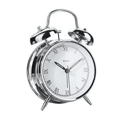 Digoo DG-TBK 4-Inch Twin Bell Retro Metal Desk Clock with Night Light Silver