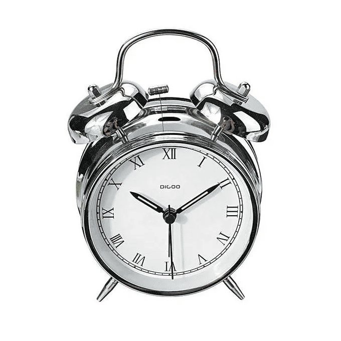 Digoo DG-TBK 4-Inch Twin Bell Retro Metal Desk Clock with Night Light Silver