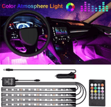 4-in-1 Car LED Strip Light 7 Multicolor Interior RGB Under Dash Lighting Wireless Remote Control