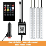 4-in-1 Car LED Strip Light 7 Multicolor Interior RGB Under Dash Lighting Wireless Remote Control