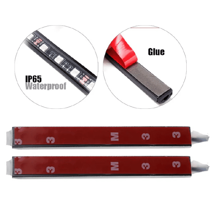 4-in-1 Car LED Strip Light 7 Multicolor Interior RGB Under Dash Lighting Wireless Remote Control