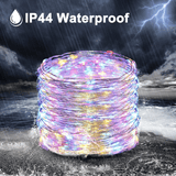 100 LED Solar Fairy Lights 33ft Silver Wire 8 Modes IP65 Waterproof Outdoor Indoor Decorations Multicolour