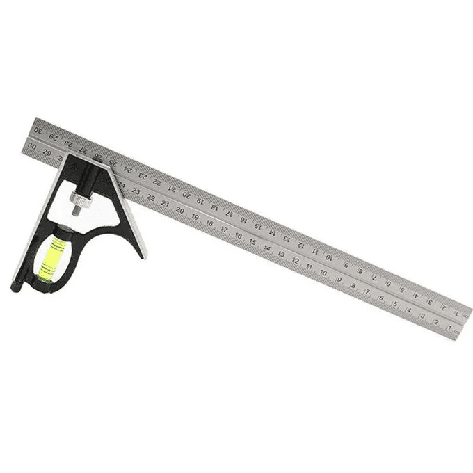 Combination Square 300mm 12-Inch Heavy Duty Professional Adjustable Right Angle Ruler Universal Inch/Metric Stainless Steel Level & Tool Metal-Body Carpenter's Multi-Functional Engineer Measur