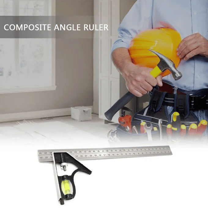 Combination Square 300mm 12-Inch Heavy Duty Professional Adjustable Right Angle Ruler Universal Inch/Metric Stainless Steel Level & Tool Metal-Body Carpenter's Multi-Functional Engineer Measur