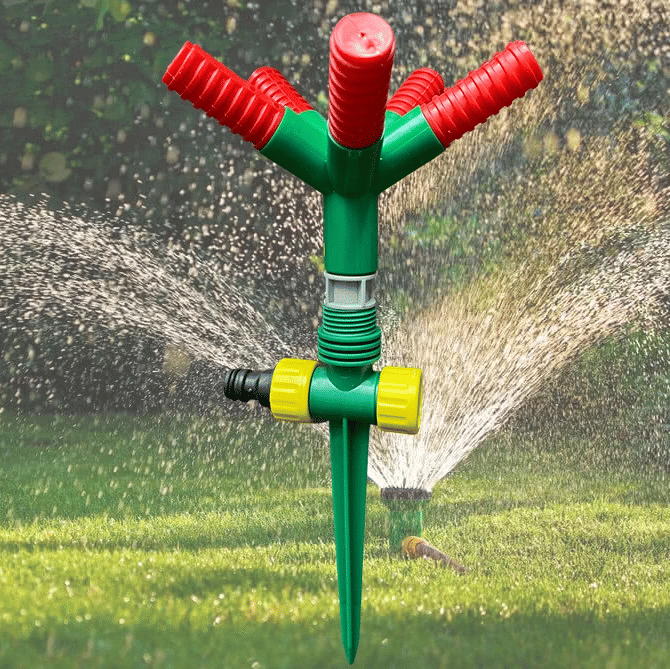 5-Head Lawn Water Sprinkler Rotary Garden Spray Nozzle Flow Drip Irrigation System Flower Beds Five Arm Rotating