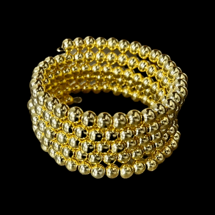 Gold Faux Pearl Bracelet 5-Row Stretch Multilayer Bangle Wedding 1920s