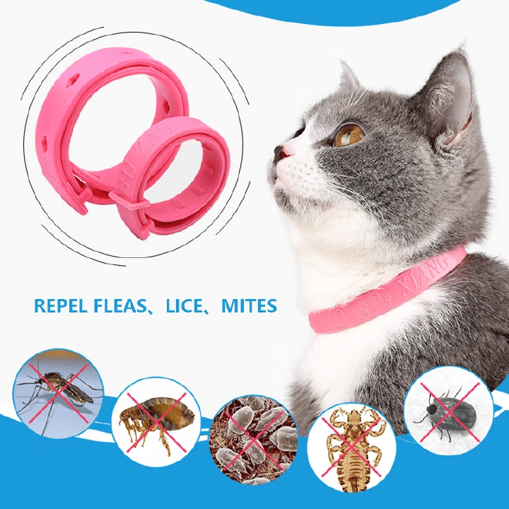Flea And Tick Collar For Cat Natural Plant Essential Oil Safe Effective Repels Fleas Ticks Waterproof Pink