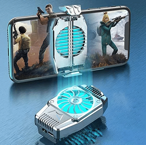 Rechargeable Mobile Phone Cooler Bracket Stand Cooling Fan Radiator LED Light Gaming iPhone Android