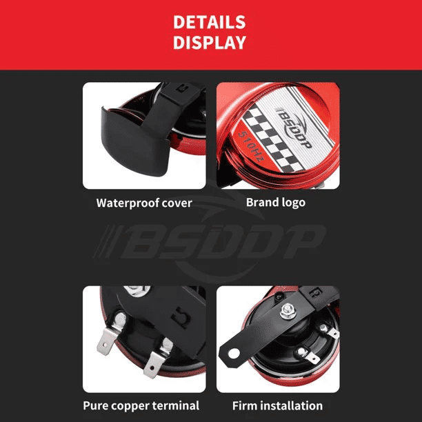 Electric Snail Horn 12V High Low Tone Waterproof 110dB Motorcycle Car Horn with Bracket