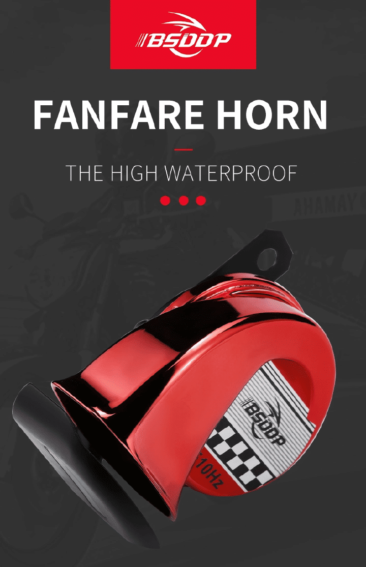 Electric Snail Horn 12V High Low Tone Waterproof 110dB Motorcycle Car Horn with Bracket