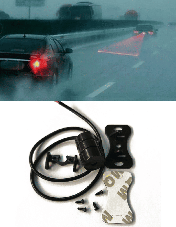 Universal Red Car Brake Laser LED Fog Light Rear Anti Collision Signal Warning Lamp