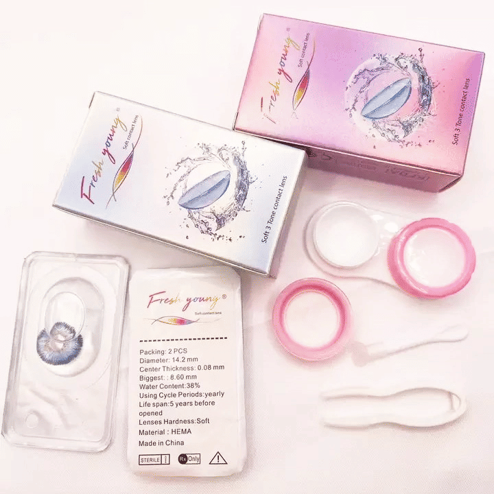 Pure Hazel 3-Tone Cosmetic Soft Contact Lenses 2-Pack Coloured with Free Case